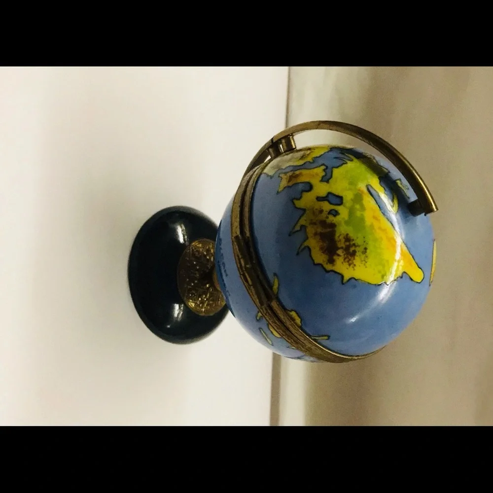 Limoges World Globe on Stand Gold Plated Hand Crafted Signed HF Original…
